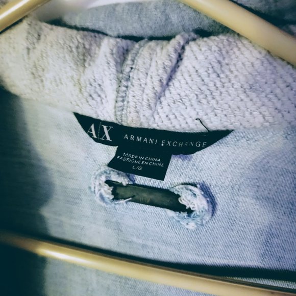 🌻 Armani Exchange 🌻 Large 🌻 Hooded Jean Sweater Jacket 🌻 Lightweight 🌻 - Picture 7 of 15